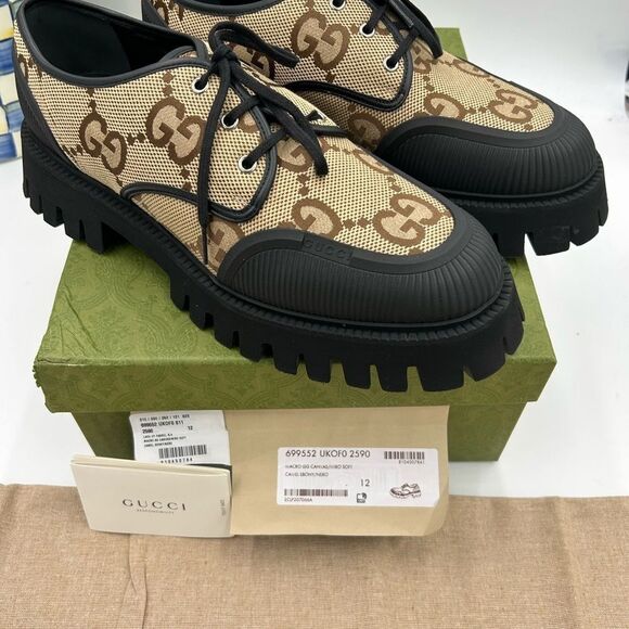 Men’s Gucci, maxi GG Supreme canvas loafers size 12 made in Italy - Picture 10 of 11
